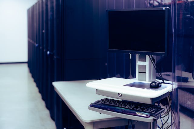 terminal in a server room.